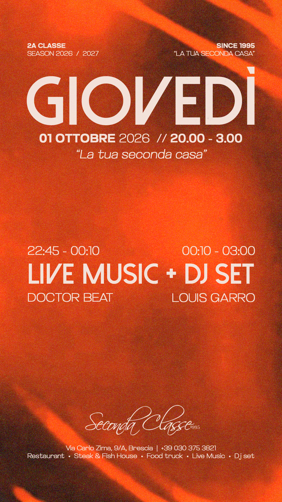 LIVE MUSIC: DOCTOR BEAT | DJ SET: LOUIS GARRO